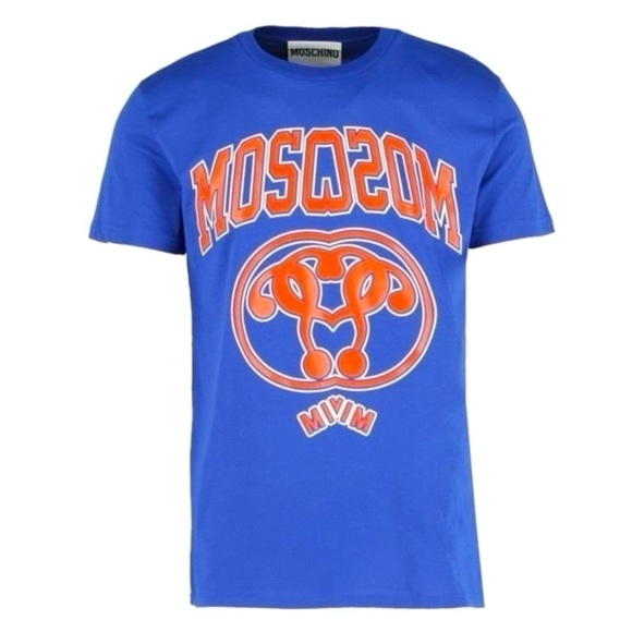 NWT Moschino Couture Mirrored Restructured Logo Cotton Graphic Tee T-Shirt - Picture 1 of 9